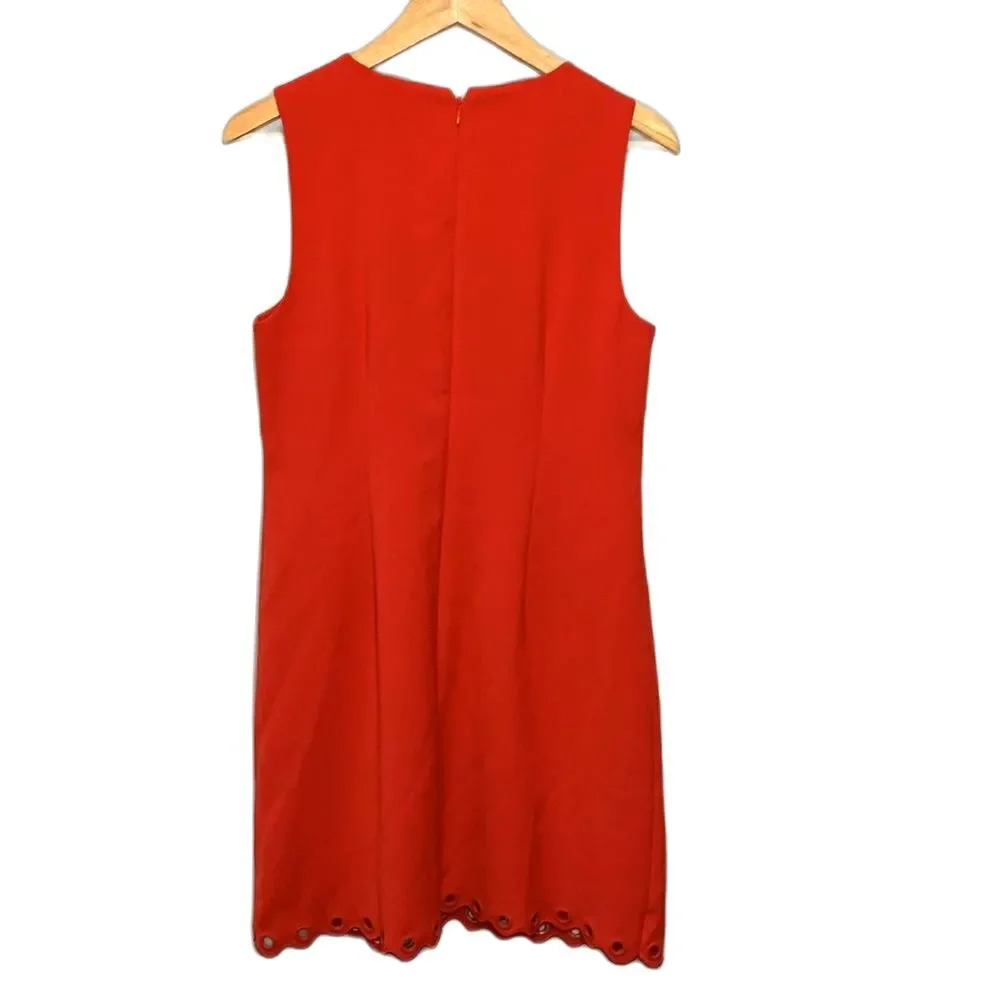 J. Crew Women's Red Scalloped Grommet Detail Sleeveless Short Dress Size 6